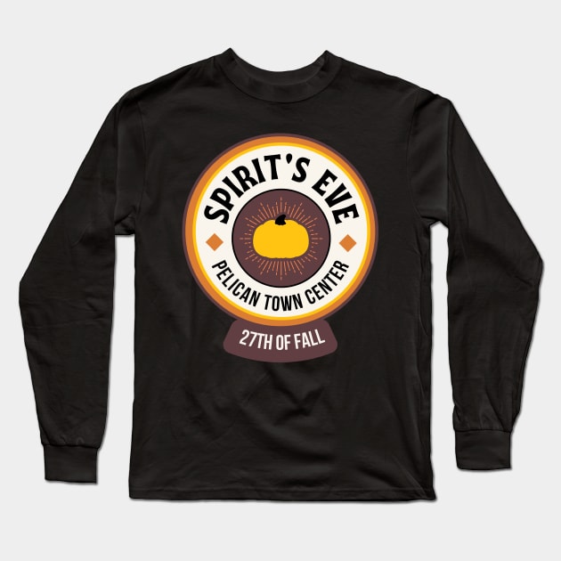 Spirit's Eve Festival Event | Golden Pumpkin | Orange, Cream and Black | Cozy Indie Video Game | Stardew Valley Merch Long Sleeve T-Shirt by Flourescent Flamingo